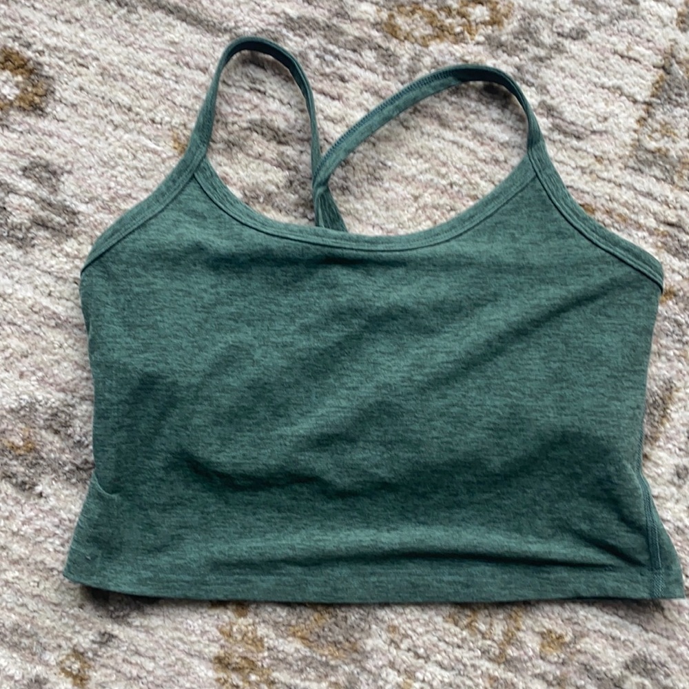 Beyond Yoga Heathered Dark Green Cropped Tank Top